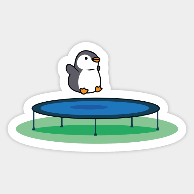 Penguin jumping on a trampoline Sticker by Hakubiya